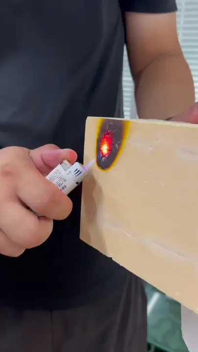 Aerogel fire test